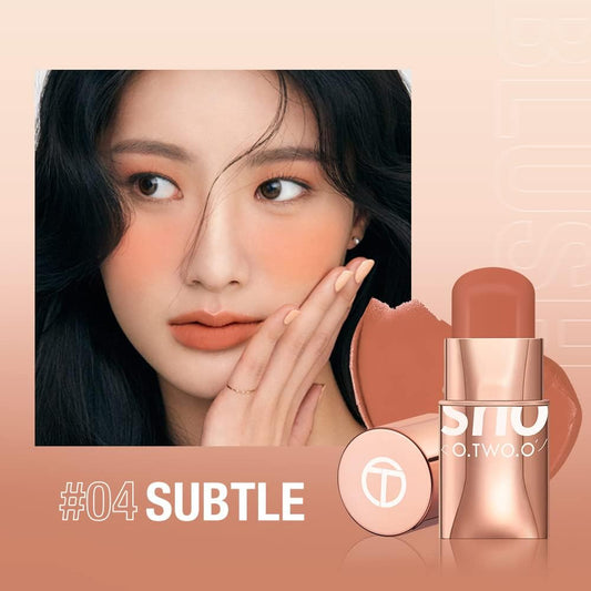 6Colors Lipstick Blush Stick 3-In-1 Eyes Cheek And Lip Tint Buildable Waterproof Lightweight Blush Stick Cream Blusher Makeup For Women(#04)
