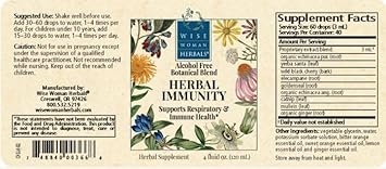 Buy Wise Woman Herbals - Herbal Immunity (Formerly Immune Glycerite) Botanical Blend 4 Oz. - Promotes Normal Healthy Respiratory Tract And Normal Immune System Function - All Natural (4Oz) On  Free Shipping On Qualified Orders
