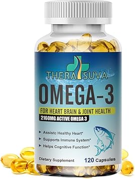 Triple Strength Omega-3 2160Mg + Epa 1296Mg + Dha 864Mg + Natural Supplement For Healthy Heart/Brain Support, 120 Softgels, 60 Day Supply