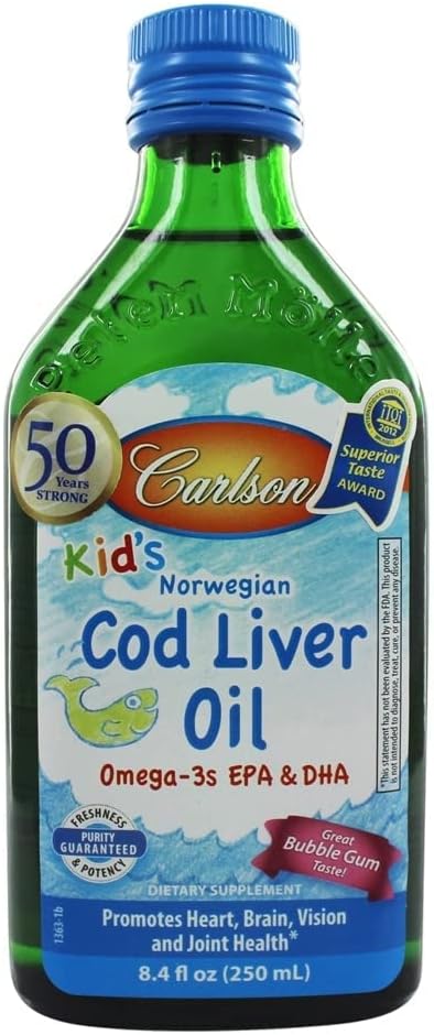 Carlson - Kid's Cod Liver Oil, 550 mg Omega-3s, Vitamins A & D3, Wild