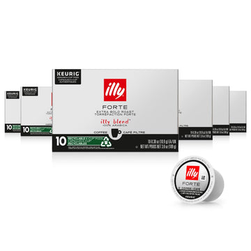 Illy Coffee K Cups - Coffee Pods For Keurig Coffee Maker – Forte Dark Roast – Toasted Bread & Dark Chocolate - Rich, Flavorful & Strong Flavor Pods Of Coffee - No Preservatives – 10 Count, 6 Pack