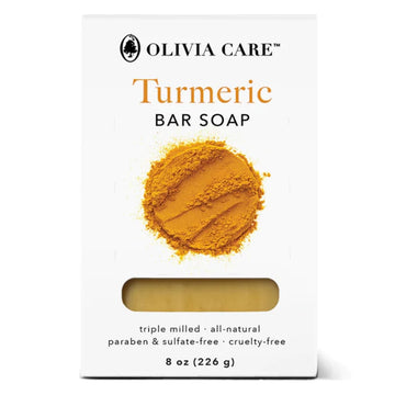 Olivia Care Turmeric Bar Soap -Natural, Vegan & Organic - For Face & Body Exfoliate, Hydrate, Moisturize & Deep Clean - Triple-Milled - Infused With Antioxidants - 8 Oz