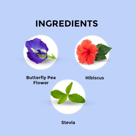 Blue Tea - Butterfly Pea Flower Tea - Hibiscus - 30 Count - Plant Based Tea Bag || Super Anti-Oxidant || Caffeine Free - Non-Bitter - Gluten Free - Flower Based - Vegan | Eco-Conscious Tin Packaging