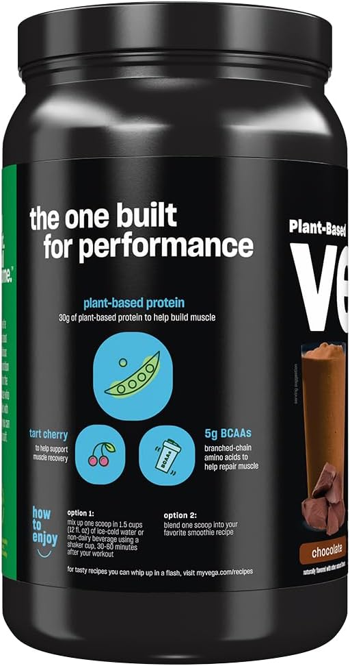 Vega Sport Protein Powder Chocolate (14 servings, 21.7 oz) - Plant-Bas