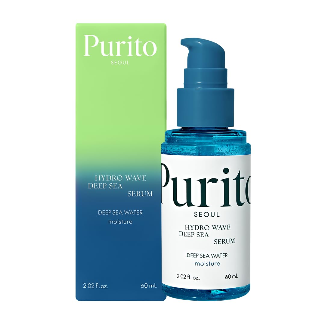 Purito Hydro Wave Deep Sea Serum, 60 Ml / 2.02 Fl. Oz., Hydrating Face Serum, Lightweight & Non-Greasy, Skin Moisture Boost, Korean Skincare, For Sensitive Skin, Hyaluronic Acid & Deep Sea Water