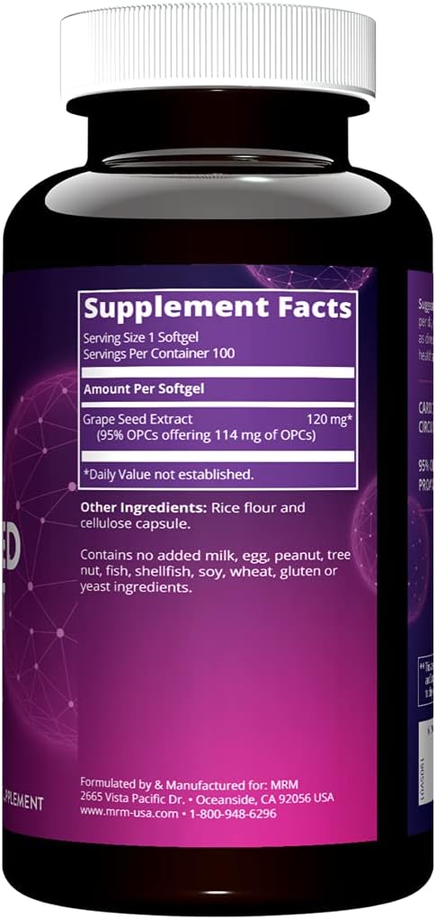 Mrm Nutrition Grape Seed Extract | Circulation | Antioxidants | Anti-Agning | Gluten Free + Vegan | 100 Servings