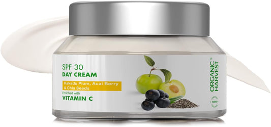 Organic Harvest Spf 30 Daily Day Cream For Women & Girls, Nourishes & Moisturizesthe Skin, Protects Skin From Harmful Uv Rays, Cream For Daily Use, 100% Organic, Paraben & Sulphate Free - 50Gm