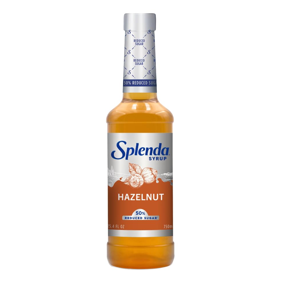 Splenda Coffee Syrup, Hazelnut, Reduced Sugar, Flavored Liquid Syrups For Drinks, 750 Ml Bottle