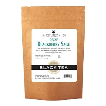 The Republic Of Tea Decaf Blackberry Sage Black Tea, 50 Tea Bags, Herbal Tea For Wisdom