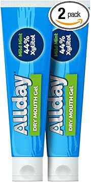 Allday Dry Mouth Gel - Maximum Strength Xylitol, Fast Acting, Non-Acidic (2 Tubes Inside One Box)