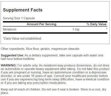 Swanson Melatonin - Herbal Supplement - Sleep and Rela ation - 120 Capsules, 1mg Each