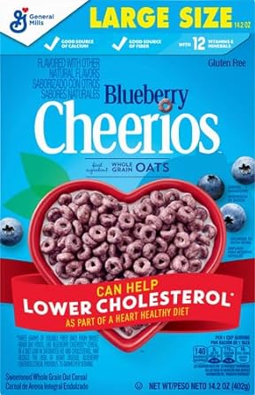 Blueberry Cheerios, Heart Healthy Cereal, Large Size, 14.2 OZ