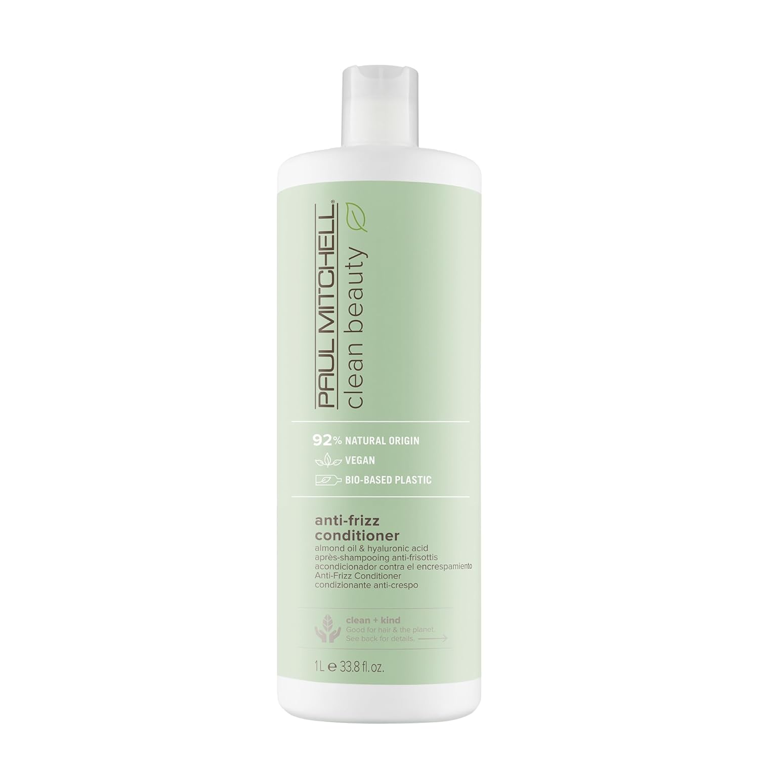 Paul Mitchell Clean Beauty Anti-Frizz Conditioner, Ultra-Rich Formula, Improves Elasticity, For Textured, Frizz-Prone Hair, 33.8 Fl Oz