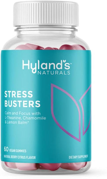 Hyland's Naturals Stress Busters Gummies, Calm and Focus with L-Theanine, Chamomile and Lemon Balm, 60 Vegan Gummies (30 Days)