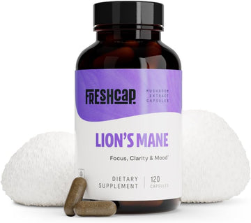 Freshcap Lions Mane Supplement Capsules - Mushrooms For Memory & Immunity (120Ct)
