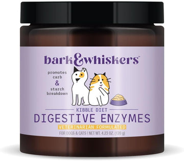 Bark & Whiskers Digestive Enzymes Kibble Diet, For Dogs & Cats, 4.23 Oz. (120 G), 150 Scoops, Promotes Carb & Starch Breakdown, Veterinarian Formulated, Non-Gmo, Dr. Mercola