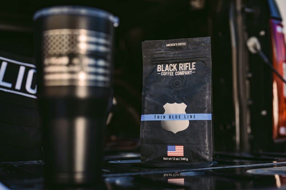 Black Rifle Coffee Company Thin Blue Line (Medium Roast) Whole Bean Coffee, 12 Ounce Bag Of Coffee Beans, Medium Roast Coffee Beans, Created To Benefit Law Enforcement Officers And Their Families