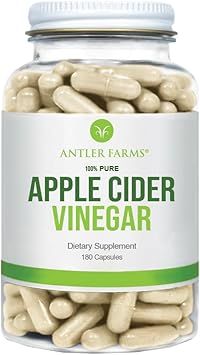 Antler Farms - 100% Pure Apple Cider Vinegar With Mother, 180 Capsules, 500Mg - A Powerful Ally For Gut And Heart Health, Appetite Control, And Weight Management - Vegan, Gluten-Free & Non-Gmo