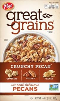 Great Grains Crunchy Pecan Cereal, Heart Healthy Cereal with Crunchy Pecans and Granola Clusters, Non-GMO Project Verified, 16 OZ Box : Books