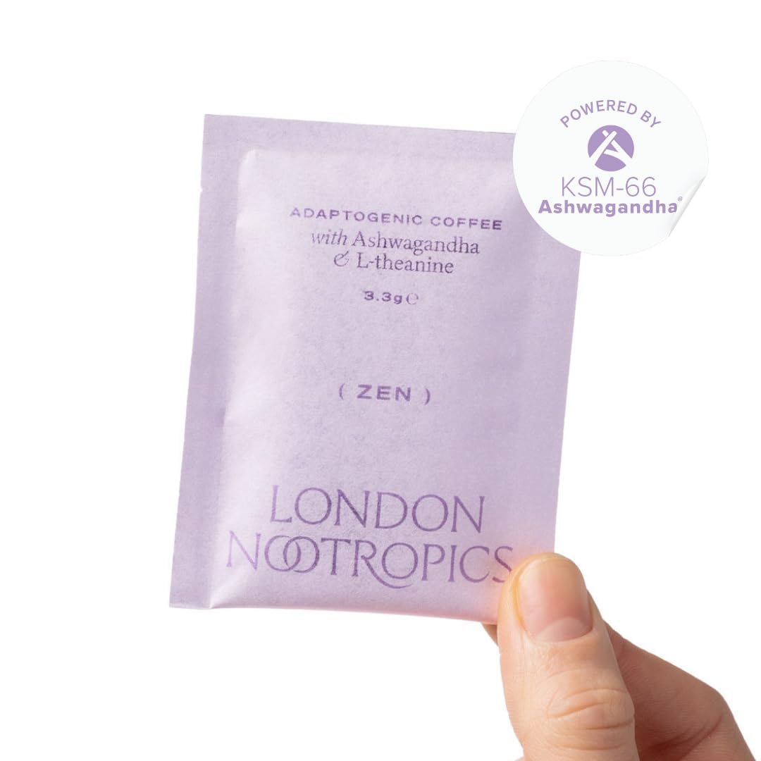 London Nootropics - Zen - Adaptogenic Mushroom Coffee With Ashwagandha & L-Theanine - 12 Sachets : Grocery & Gourmet Food