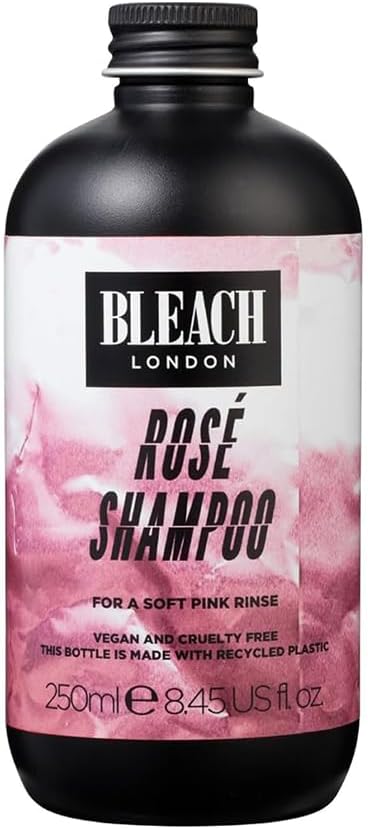 Bleach London Rose Shampoo - Vegan & Peta-Approved Soft Pink Toning Formula, For Bleached Hair, Colour Depositing, Eliminates Blue Dye - Paraben & Silicone Free - (250 Ml)