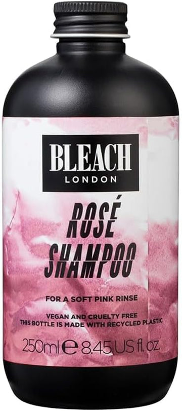 Bleach London Rose Shampoo - Vegan & Peta-Approved Soft Pink Toning Formula, For Bleached Hair, Colour Depositing, Eliminates Blue Dye - Paraben & Silicone Free - (250 Ml)