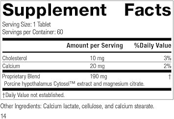 Standard Process Hypothalmex - Whole Food Brain Support And Brain Health With Magnesium Citrate And Calcium - 60 Tablets