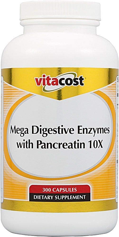 Vitacost Mega Digestive Enzymes with Pancreatin 10X - 300 Capsules : Health & Household