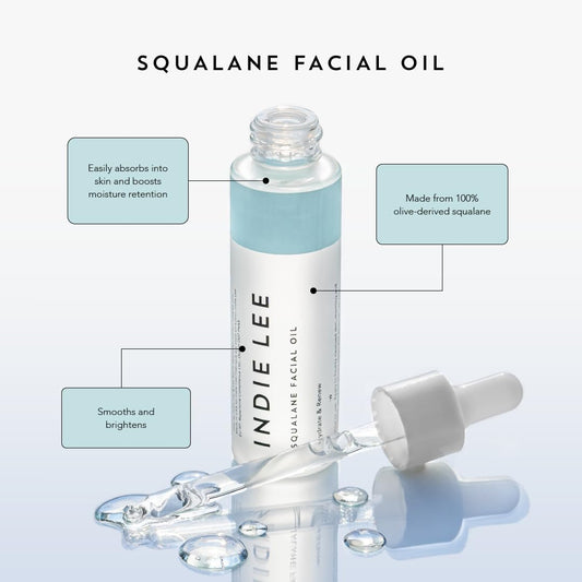 Indie Lee 100% Squalane Oil - Daily Face Oil & Hydrating Moisturizer For Dry Skin, Fine Lines And Wrinkles - Even Skin Tone, Brighten & Improve Texture (30Ml)