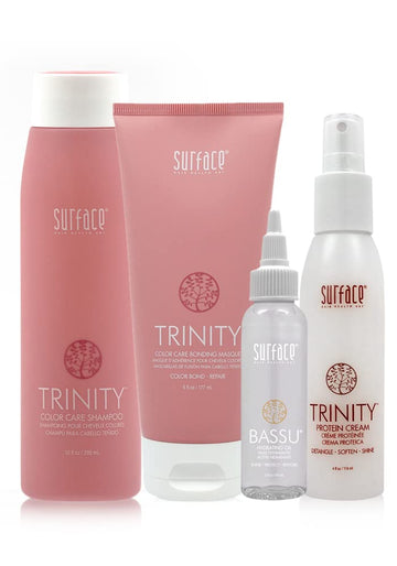 Surface Hair Brunette And Redhead Solution: Trinity Color Care Shampoo And Trinity Color Bond Masque Plus Trinity Protein Cream And Bassu Oil