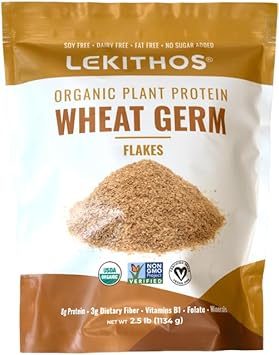 Organic Wheat Germ Protein Flakes Wheat Germ - 2.5 Lb - 8G Protein - Certified Usda Organic, Non-Gmo Project Verified - Certified Vegan