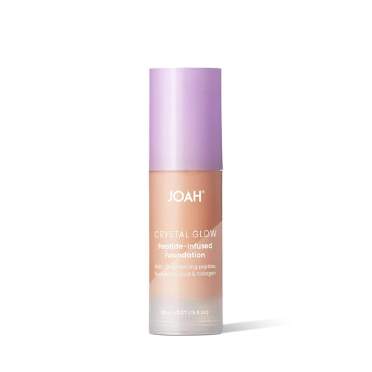 Joah Crystal Glow Peptide-Infused Foundation, 2-In-1 Multitasking Korean Makeup With Blurring Face Primer, Luminizer, Hydration & Skin Defense For A Flawless Finish, 1.01 Oz, Fair Light Cool