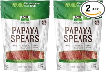Now Foods, Papaya Spears, No Preservatives Or Added Sulfur, Fat-Free And Low-Sodium, 12-Ounce (Packaging May Vary) (Pack Of 2)