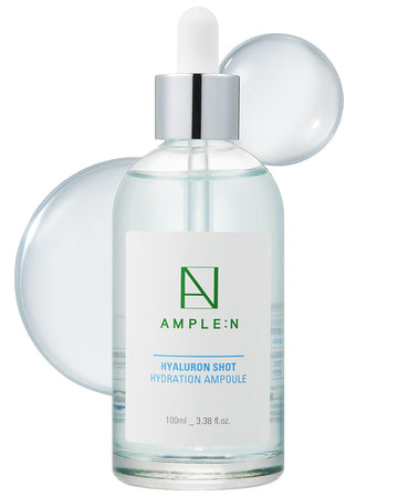 Ample:N Hyaluron Shot Hydration Serum – Plumping Face Serum With Hyaluronic Acid And Xylitol - Ultra Hydrating Moisturizer To Reduce Wrinkles And Restore Vitality And Glow, 3.38 Fl.Oz