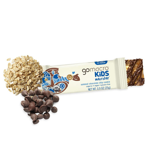 Gomacro Kids Macrobar Organic Vegan Snack Bars - Oatmeal Chocolate Chip Cookie (0.90 Ounce Bars, 7 Count)