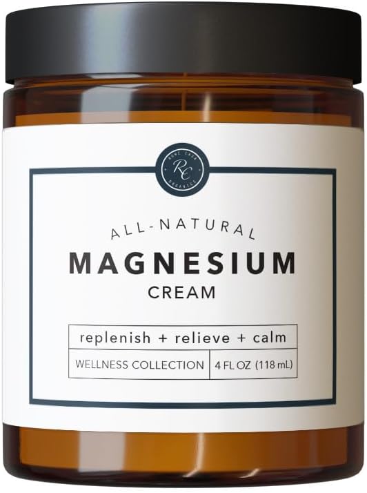 Rowe Casa Organics Natural Magnesium Cream With Raw Shea Butter And Pure Essential Oils – Topical Magnesium Lotion For Sleep, Muscles, And Relaxation – 4 Fl Oz