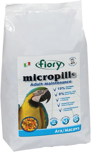 Johnston and Jeff - Fiory MicroPills Cold Pressed Pellets - Macaw Parrot Food 1.4kg