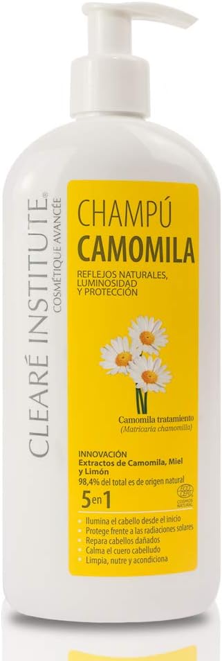 Clearé Institute | Chamomile Shampoo | Cleans, Nourishes and Nourishes | Golden Highlights and Radiance | 98% England Natural, Free from Parabens, Silicone and Sulphates, SLS, for the Whole Family
