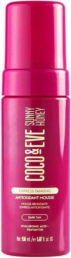 Coco & Eve Express Tanning Antioxidant Mousse - Best 1 Hour Streak-Free Sunless Deep Tan | Fast, Instant, Natural Dark Glow. Moisturizing Tanner With Dha, Hyaluronic Acid, Coconut Extract (150Ml)