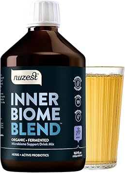 Nuzest - Inner Biome Blend – Liquid Probiotic – Digestive Health & Microbiome Support – 8 Microbiotic Cultures, 19 Fermented Herbs - Vegan Microbiotics For Gut Health – Organic - (500Ml, Berry)