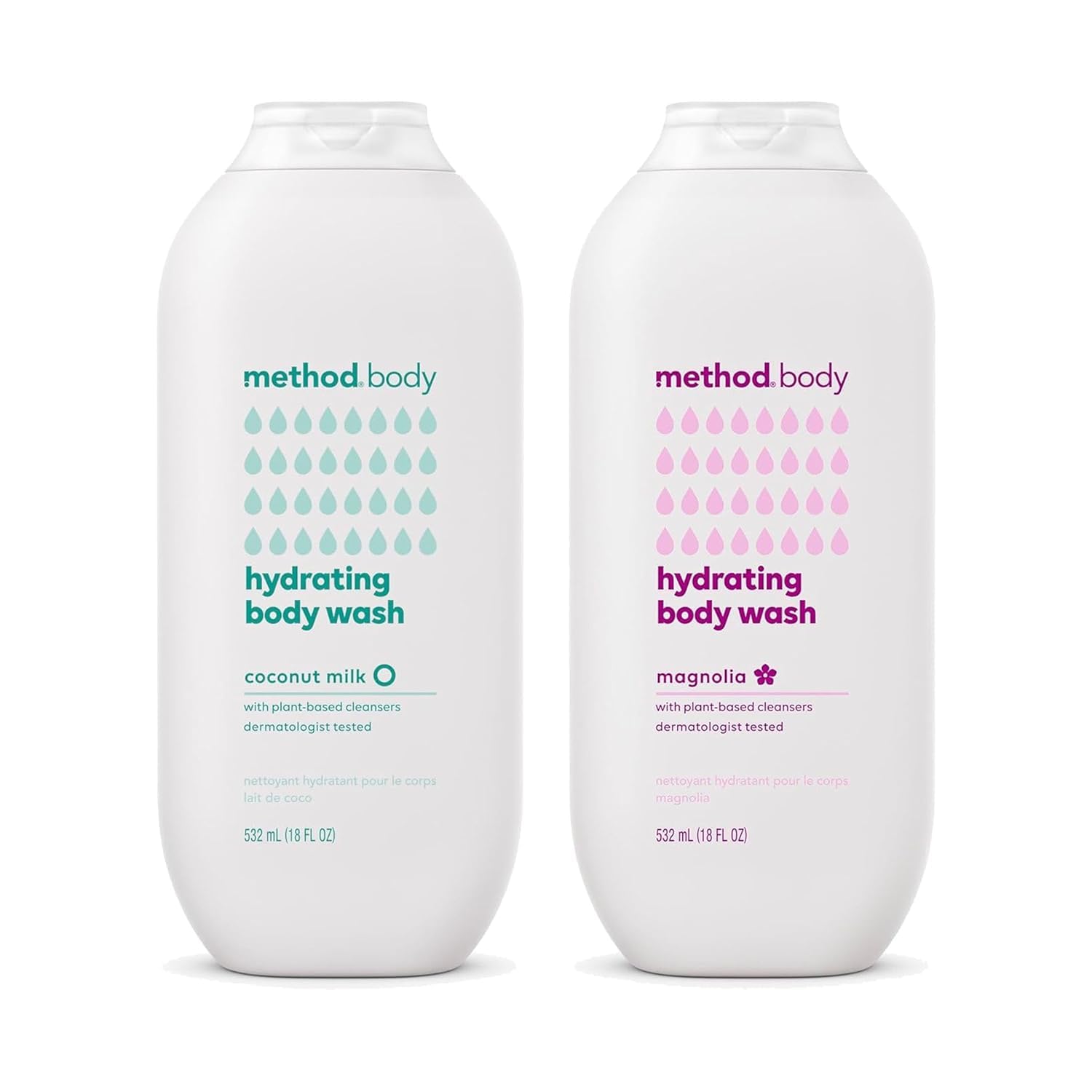 Method Hydrating Body Wash Variety Pack - Magnolia 18 Fl Oz + Coconut Milk 18 Fl Oz, Paraben And Phthalate Free