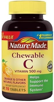 Nature Made Chewable Orange Flavor Vitamin C Tablets, 500 Mg, 70 Count