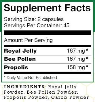 Stakich 500 Mg Capsules (Royal Jelly, Bee Pollen, Propolis Capsules 500 Mg (90 Count)) : Health & Household
