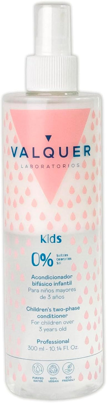 Valquer Formula Zero% Biphasic Leave-In Conditioner Spray For Kids. Conditions Hair, Providing Softness, Natural Shine, And Easy Detangling. Ages 3+. 300 Ml