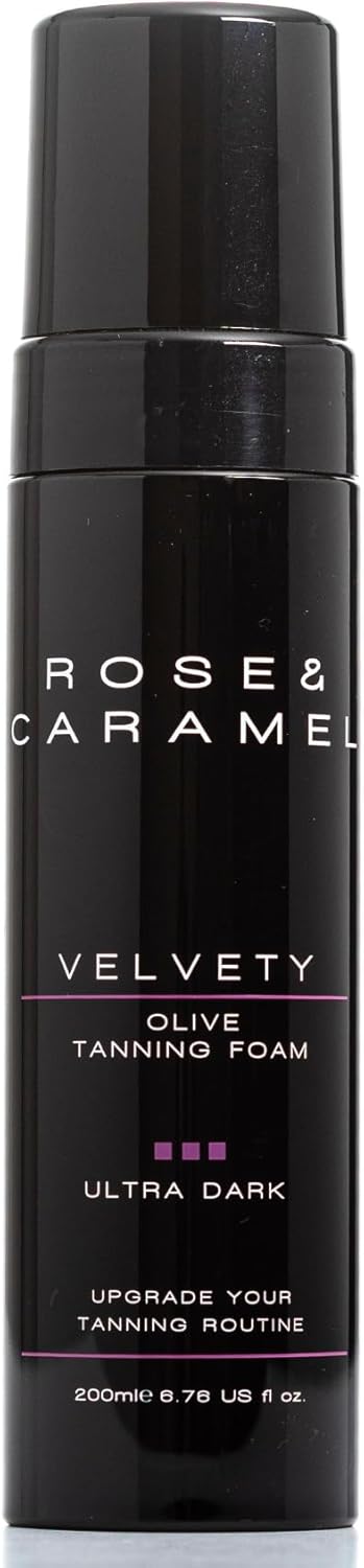 Rose & Caramel Velvety Dark - Ultra Dark Olive Self Tanning Mousse 200Ml No Orange Tones. Extra Dark Fake Tan (Dark - Ultra Dark)