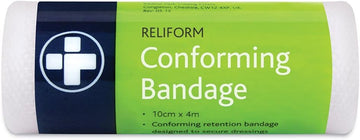 Reliance Medical Reliform Conforming Bandage, Soft, Lightweight, Comfortable, And Highly Stretchy, Ideal For Securing Dressings And Wound Care, 10 Cm X 4 M, Pack Of 10