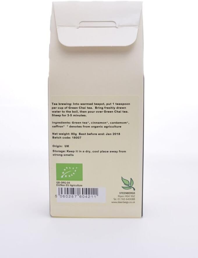 Steenbergs Organic Green Chai Tea Loose Leaf 80G