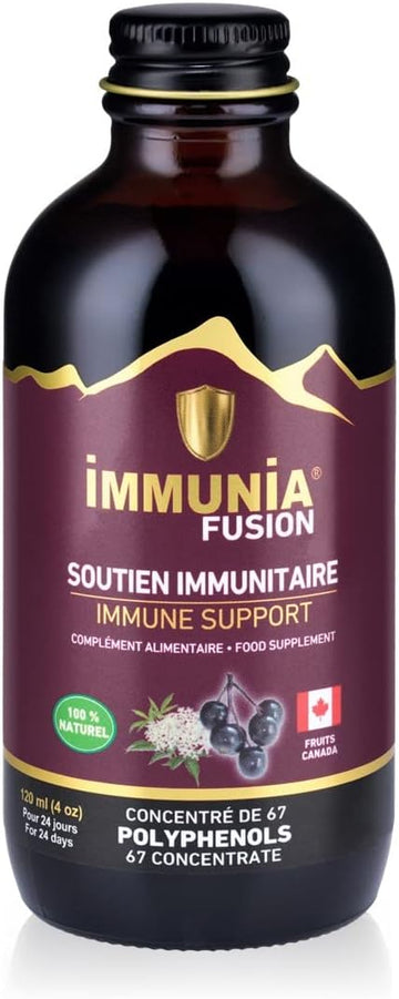 Immunia Fusion - Improve Your Immune Support. Elderberries, Elderflower and Antioxidant Berries Formula. Concentrated Polyphenols (anthocyanins, quercetins). Made with Canadian Elderberry (1 Pack)