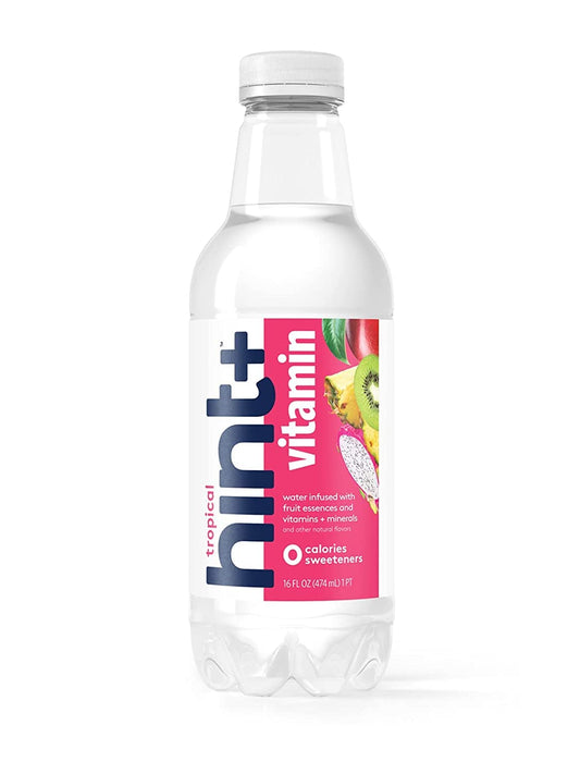 Hint+ Vitamin Tropical, Water Infused With Tropical Fruit Plus A Vitamin Boost, 50% Daily Value Vitamin C, Vitamin A, B12, Zinc, Zero Sugar, Zero Calories, Zero Diet Sweeteners, 16 Fl Oz (Pack Of 12)