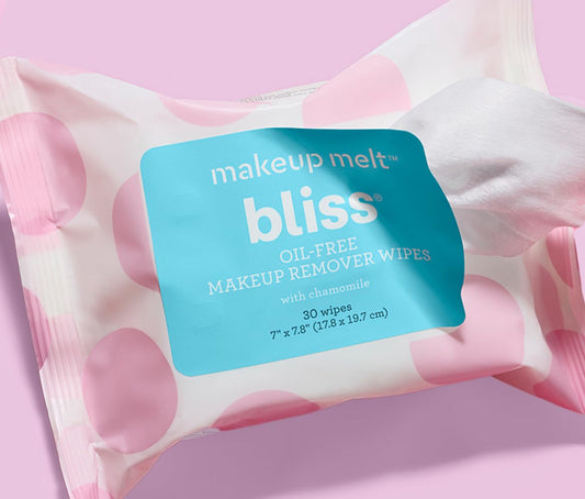 Bliss Makeup Melt Oil-Free Makeup Remover Cleansing Wipes X3